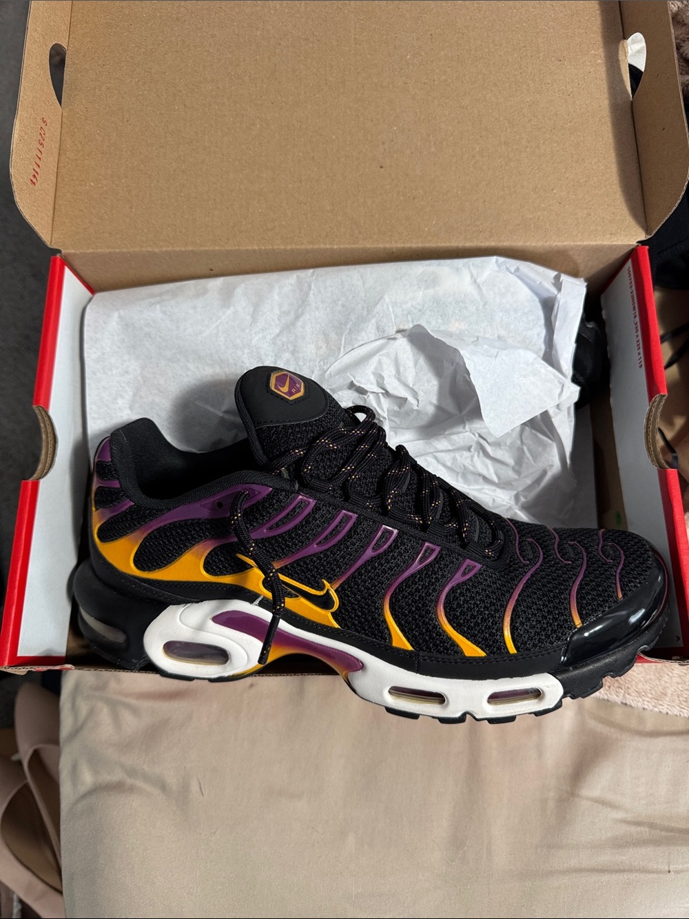 Nike Men’s Tuned Air Mesh Sneaker — Black, Purple & Yellow
